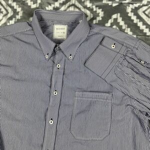 Billy Reid Button Down Shirt Mens XXL Standard Cut Blue Striped Made In Italy